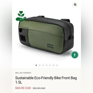 🆕 ROCKBROS Sustainable Eco-Friendly Bike Front Bag 1.5L